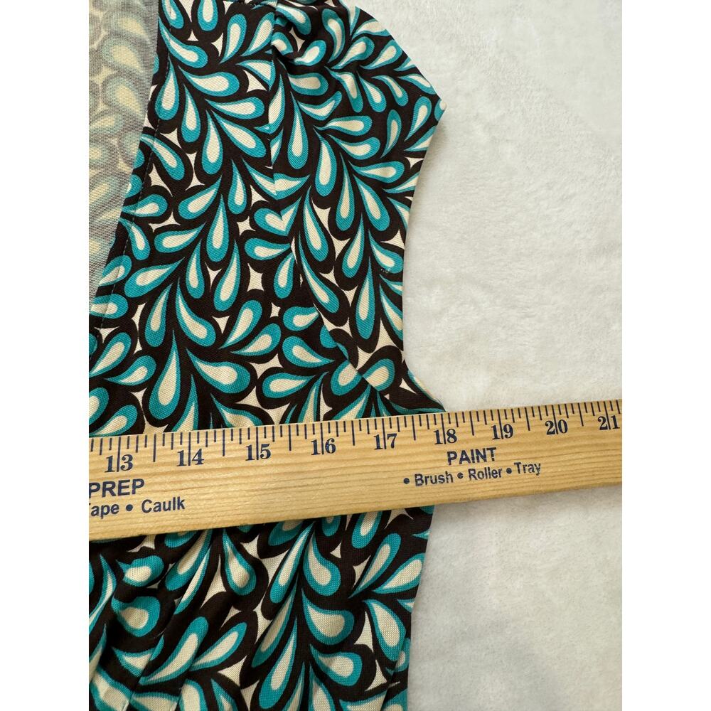 Diane Von Furstenberg DVF Kye Wrap Dress Size 10 Silk Jersey Turquoise Brown - Picture 10 of 13
